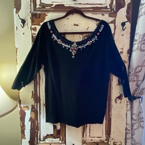 White House Black Market Jeweled Sweater Top
